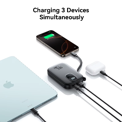 Picture of JOYROOM JR-PBF17 PD 22.5W Fast Charging 10000mAh High Capacity Power Bank with Type C Cable - Black