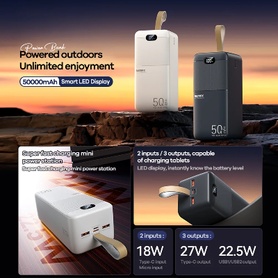 Picture of Remax RPP-117 Piloteer Series 50000mAh 27W Fast Charging (PD 27W+QC 22.5W) Power Bank - Black - Black