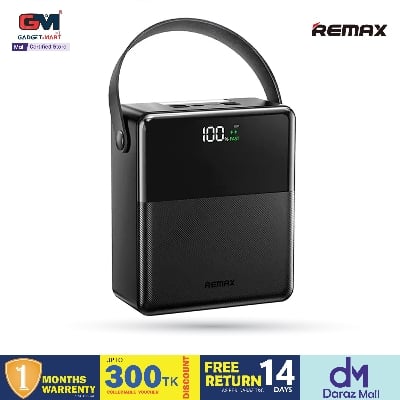 Picture of Remax FP-1 Portable 27W/22.5W Fast Charging Power Bank 100000mAh (1 Lakh mAh) with LED Light - LED Lamp, 100% Original, 90-Day Warranty, Free Return - Black