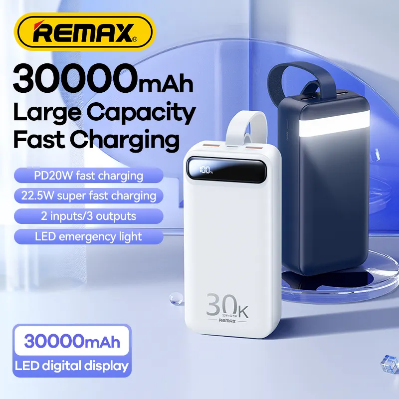 Picture of REMAX RPP-522 20W+22.5W PD+QC Powerbank 30000mAh Portable Smart Multi-Compatible Fast Charging Power Bank - Blue