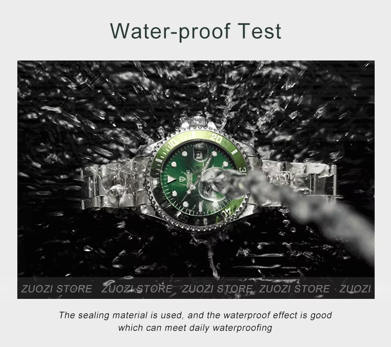 Picture of Tevise Top Brand Men Mechanical Automatic Fashion Luxury Watch- Silver-Green - Silver Green