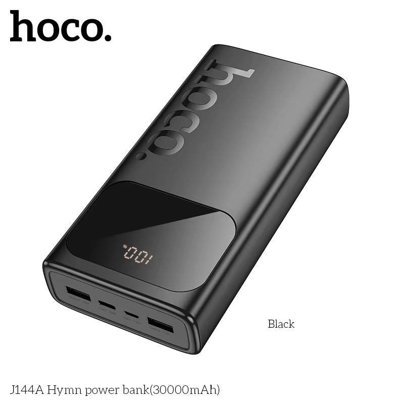 Picture of Original HOCO J144A 15W Fast Charging Travel Charger 30000mAh Powerbank with LED Digital Display - Black