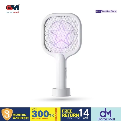 Picture of Mini Portable Electric Mosquito Swatter Racket Rechargeable Automatic USB Electric Mosquito Swatter for Indoor - White - White
