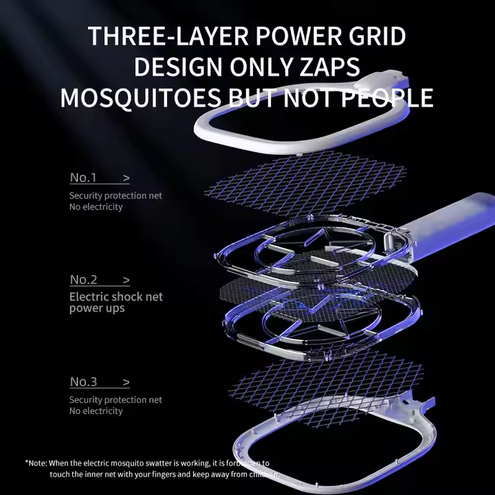 Picture of Mini Portable Electric Mosquito Swatter Racket Rechargeable Automatic USB Electric Mosquito Swatter for Indoor - White - White