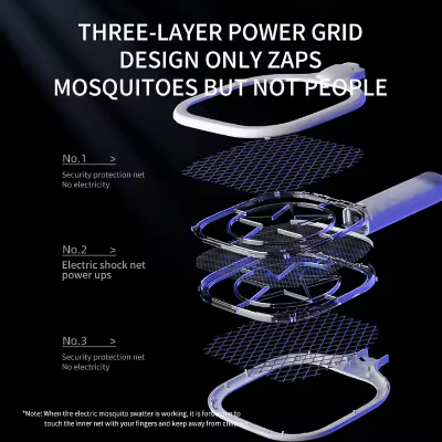 Picture of Mini Portable Electric Mosquito Swatter Racket Rechargeable Automatic USB Electric Mosquito Swatter for Indoor - White - White