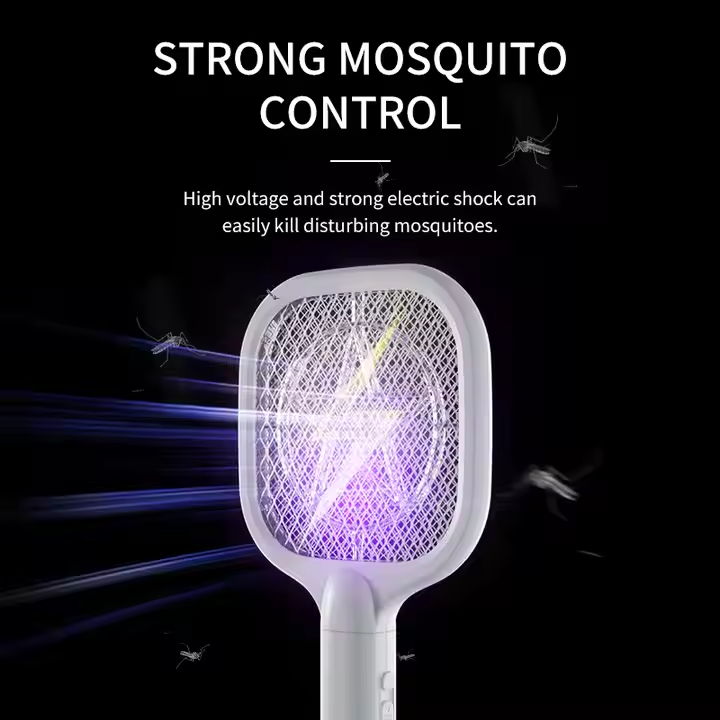 Picture of Mini Portable Electric Mosquito Swatter Racket Rechargeable Automatic USB Electric Mosquito Swatter for Indoor - White - White