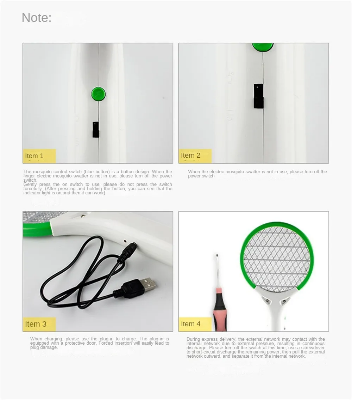 Picture of USB Car Mini Electric Mosquito Swatter Summer Mosquito Insect Racket Killer Rechargeable Handheld Bug Zapper For Bedroom & Outdoor With Powerfull LED Light - Random