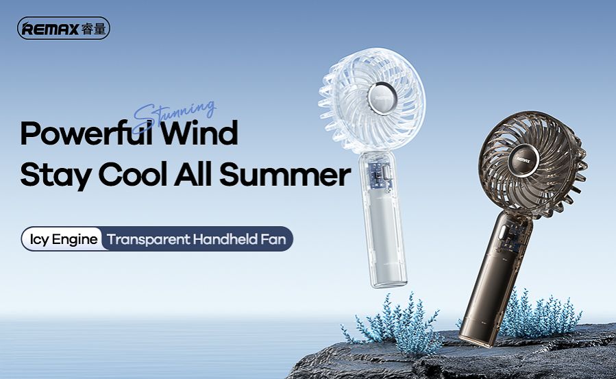 Picture of REMAX RS-SF01 Transparent Rechargable Handheld Fan - Clear - Transparent