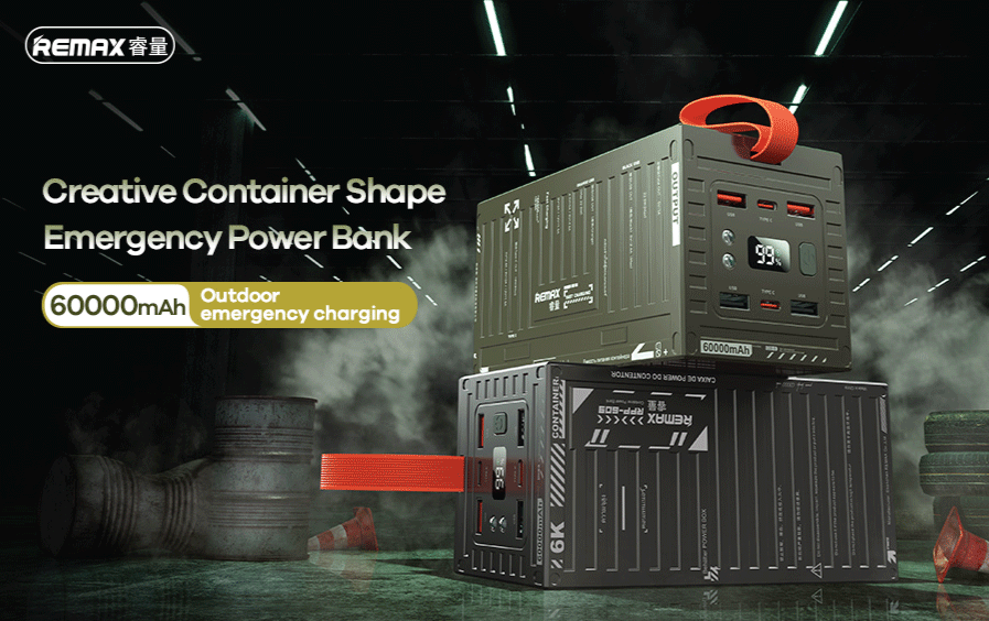 Picture of REMAX - RPP-609 PRO Container Series PD+QC Fast Charging 60000mAh Power Bank ( 20W+22.5W ) With Troch Light - Grey - Grey