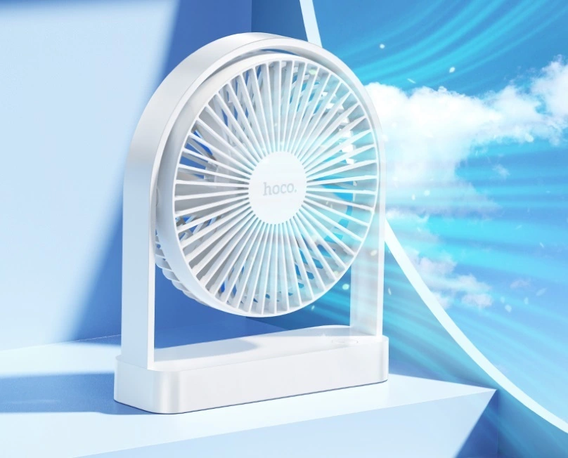 Picture of Hoco HX65 Ultra Thin 2000mAh Rechargable Table Fan - White - White