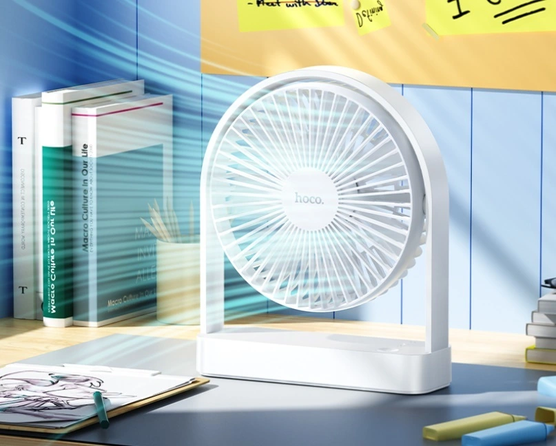Picture of Hoco HX65 Ultra Thin 2000mAh Rechargable Table Fan - White - White