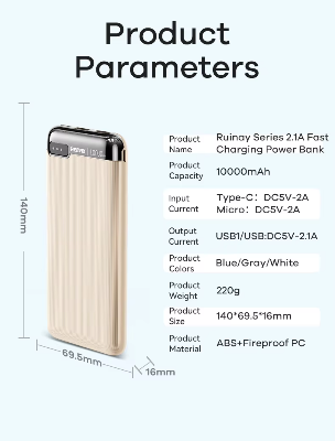 Picture of 10,000Mah Remax Rpp-625 2.1A Fast Charging Mobile Phone Portable Powerbank - Black