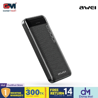 Picture of Awei P37K 2.1A Fast Charging Portable 10000mAh Power Bank - Black - Black