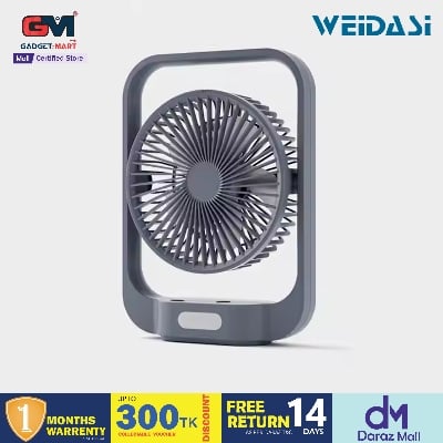 Picture of Weidasi New Small Fan Household Rechargeable C Interface Table Hanging Handheld Hung Ceiling 4 in 1 Multi-function Mini Fan - Grey