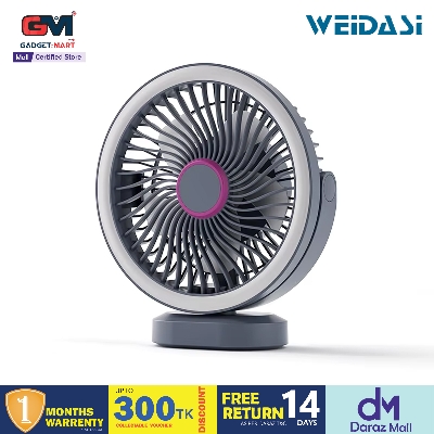 Picture of Weidasi WD-279 Newest Trend Desktop Fan USB Rechargeable Mini Table Fan 2400mAh Portable Small Desk Fan - Grey