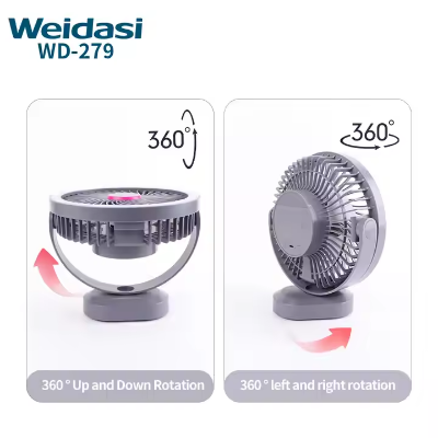 Picture of Weidasi WD-279 Newest Trend Desktop Fan USB Rechargeable Mini Table Fan 2400mAh Portable Small Desk Fan - Grey