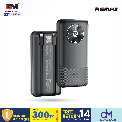 Picture of REMAX RPP-38 20W+22.5W Built-in Dual Fast Charging Cables 20000mAh Power Bank - Black