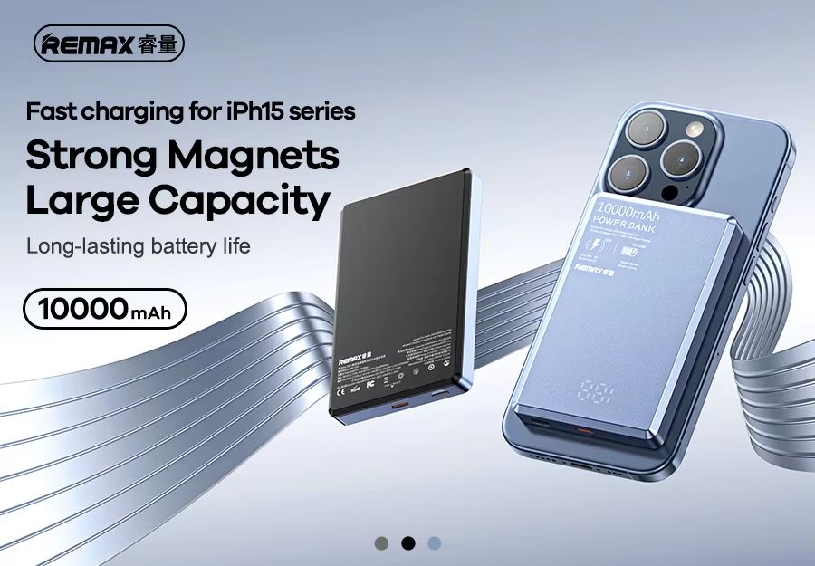 Picture of REMAX RPP-109 20W Ultra-Slim Metal Magnatic Wireless 10000mAh Power Bank - Black