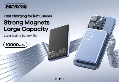 Picture of REMAX RPP-109 20W Ultra-Slim Metal Magnatic Wireless 10000mAh Power Bank - Black