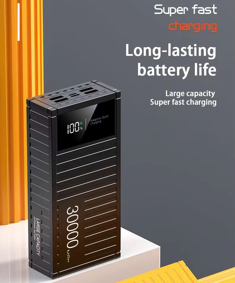 Picture of Upmax PD27W+ QC22.5W Fast Charging Power Bank 30000mAh with 4 USB Ports and LED Display - Black - Black