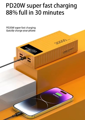 Picture of Upmax PD27W+ QC22.5W Fast Charging Power Bank 30000mAh with 4 USB Ports and LED Display - Black - Black