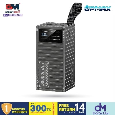 Picture of Upmax PD27W+ QC22.5W Fast Charging 50000mAh/30000mAh Power Bank with 4 Ports, LED Display, and 30 Days Warranty - Black