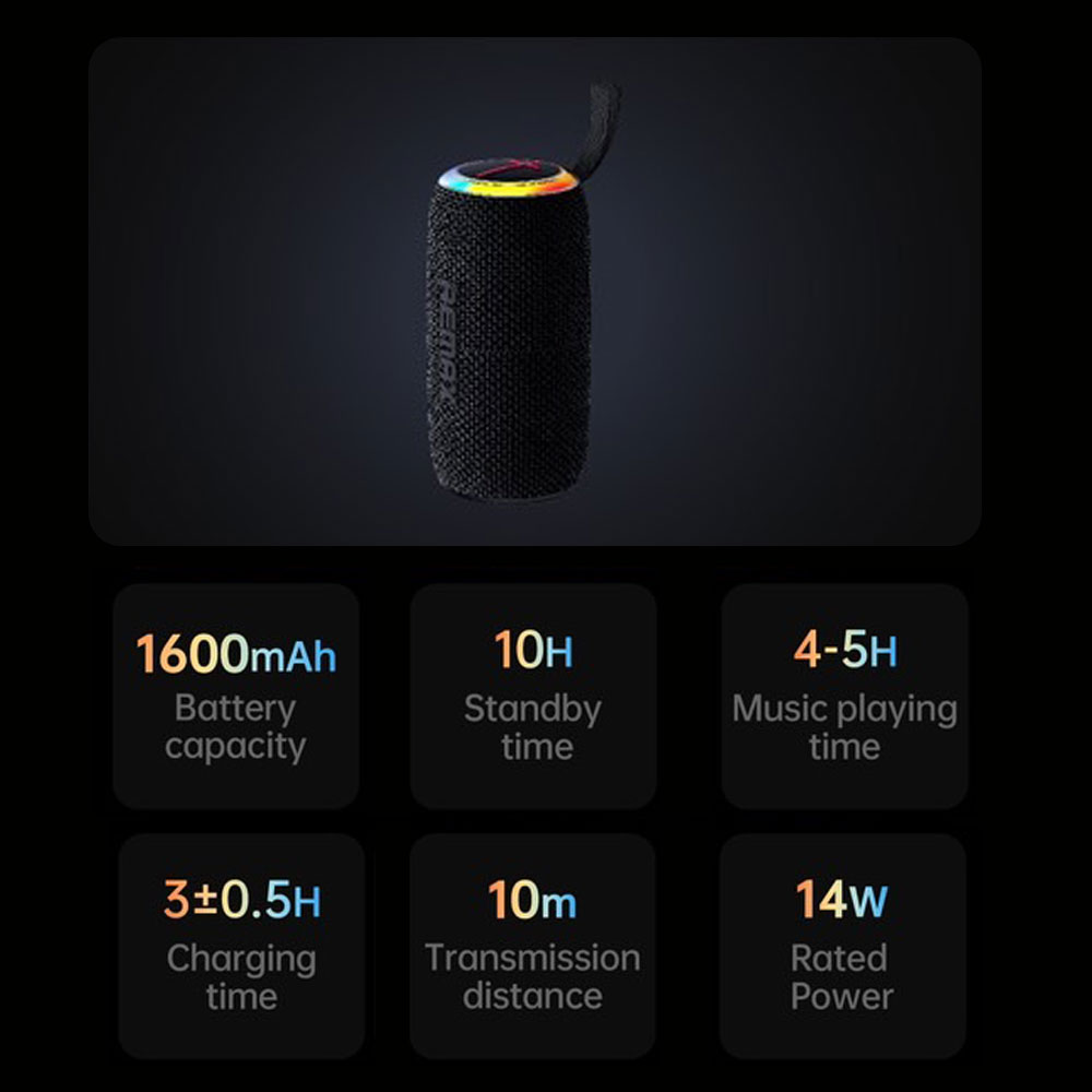 Picture of REMAX RB-M82 Party Light Wireless Bluetooth Portable Speaker (14W) - Black - Black