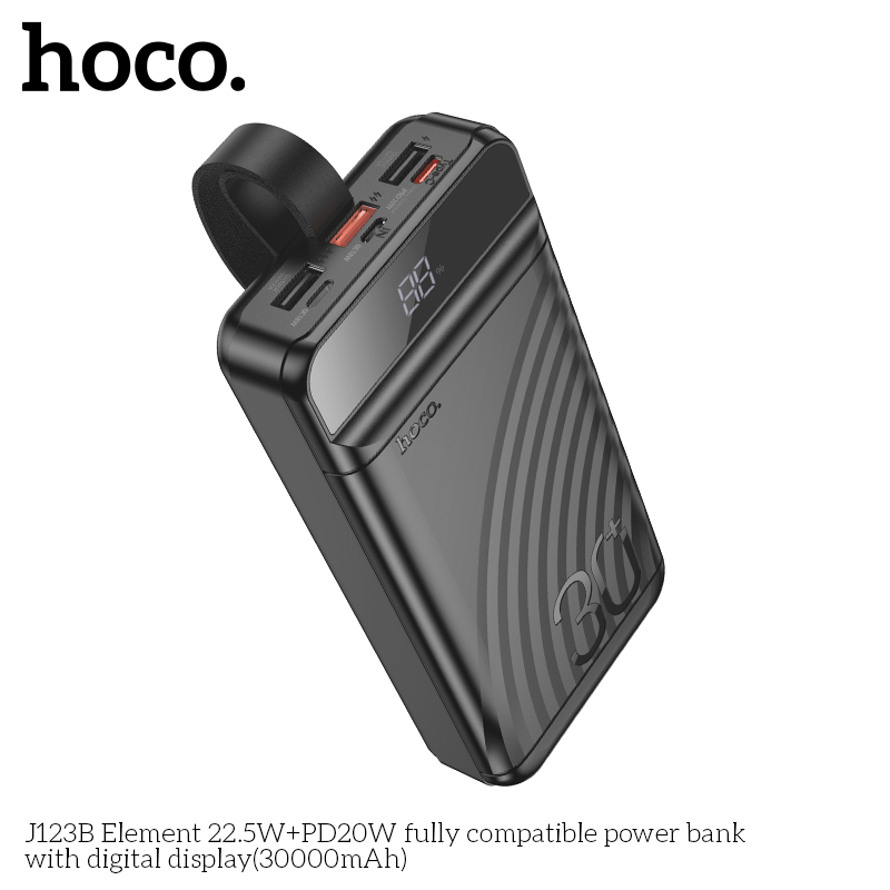 Picture of HOCO MMJ-26 Element 22.5W+PD20W Digital Display Fast Charging 30000mAh Big Capacity Power Bank - Black - Black
