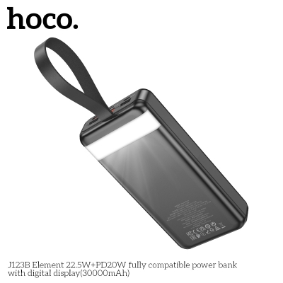 Picture of HOCO MMJ-26 Element 22.5W+PD20W Digital Display Fast Charging 30000mAh Big Capacity Power Bank - Black - Black
