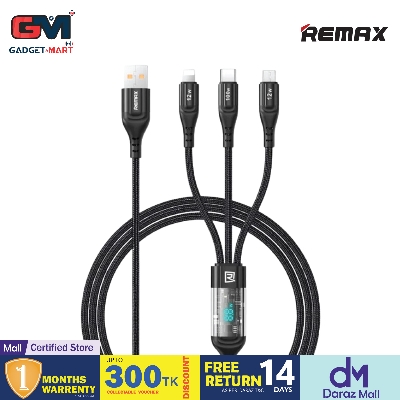 Picture of REMAX RC-C090 Suxien Series 100W All Compatible 3 In 1 Data Cable With Smart Digital Display - Black
