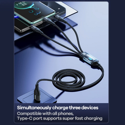 Picture of REMAX RC-C090 Suxien Series 100W All Compatible 3 In 1 Data Cable With Smart Digital Display - Black