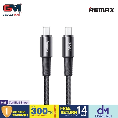 Picture of REMAX RC-C100 C-C Fonsu Series 30W Type-C to Type-C Fast Charging Data Cable - Black - Black