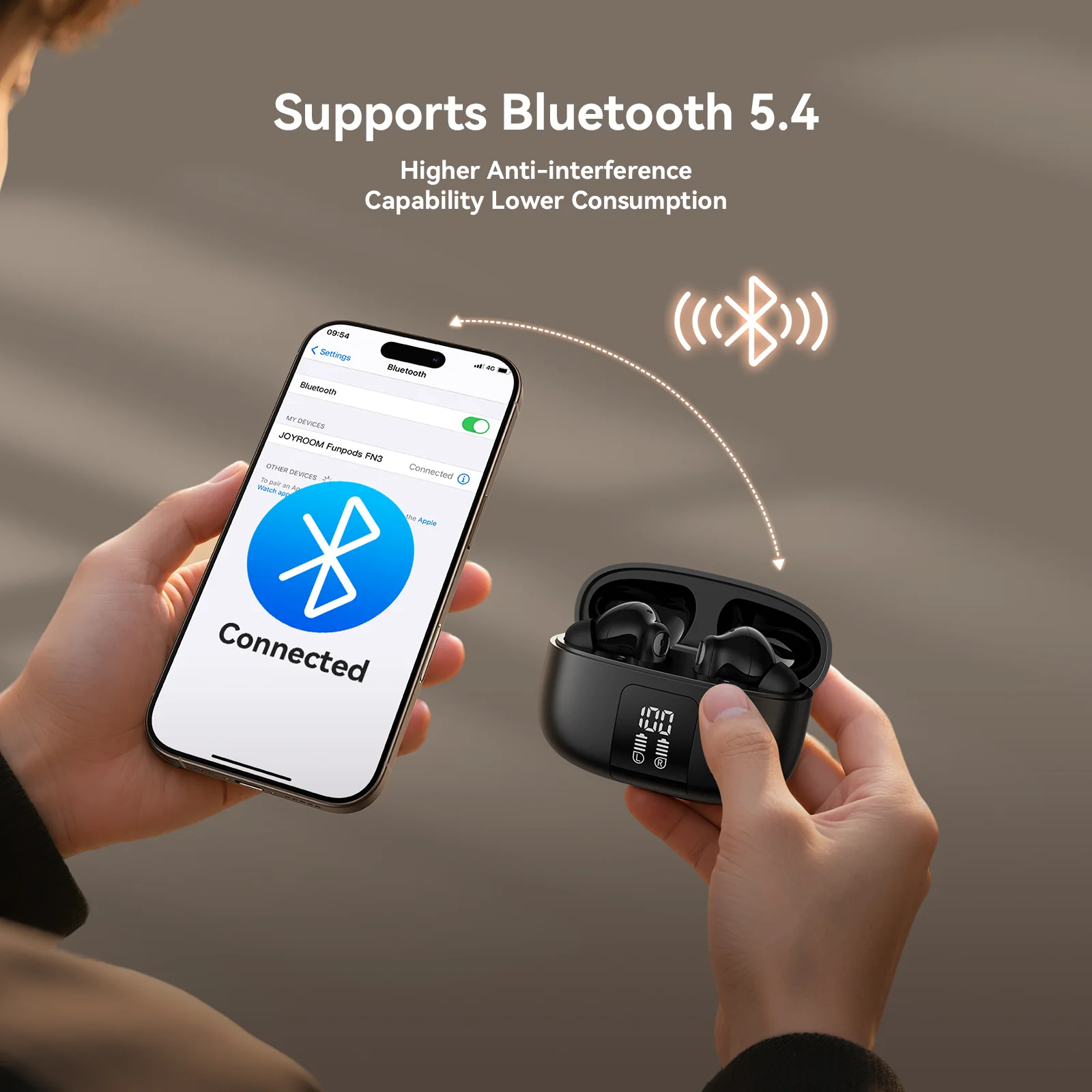 Picture of JOYROOM JR-FN3 ANC+ENC True Wireless Bluetooth Earphones - Black - Black