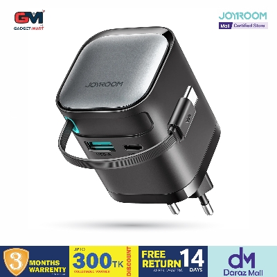 Picture of JOYROOM JR-TCL02 GaN 65W Fast Charger with Retractable Cable  - Black - Black