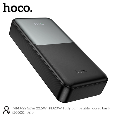 Picture of Hoco MMJ22 Sirui 22.5W+PD20W Fast Charging 20000mAh Power Bank - Black - Black