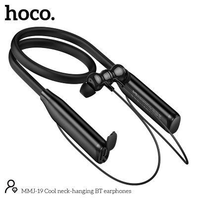 Picture of Hoco MMJ19 Long Lasting Battery Life Bluetooth Neck Mounted Earphone | 200-Hour Talk/Music Time - Black - Black