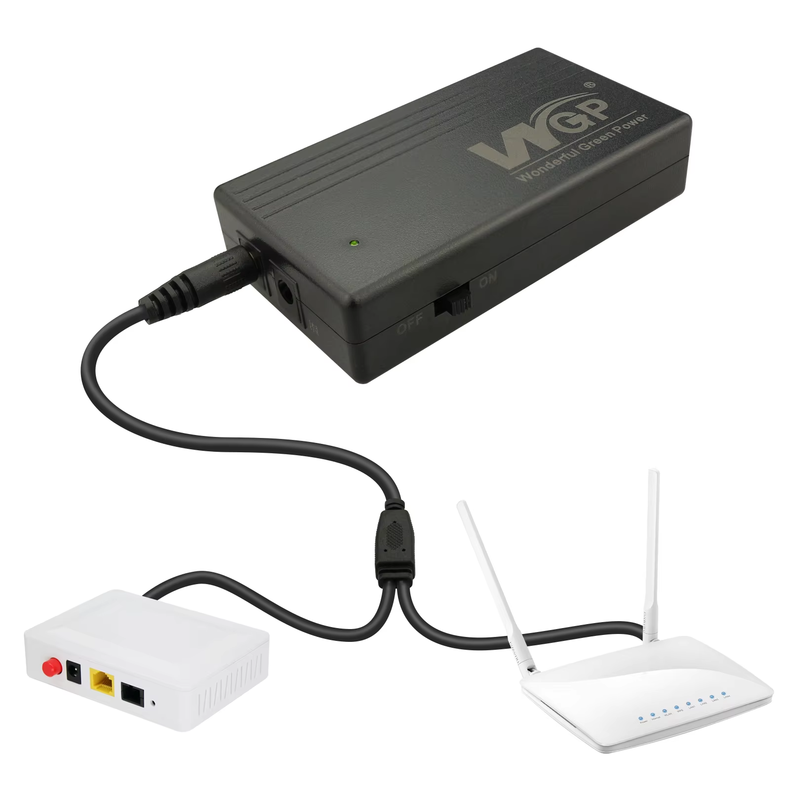 Picture of GearUP 2-in-1 DC Cable For use 2 Devices on WGP/ SKE mini UPS (2.1x5.5mm Plug) - Black