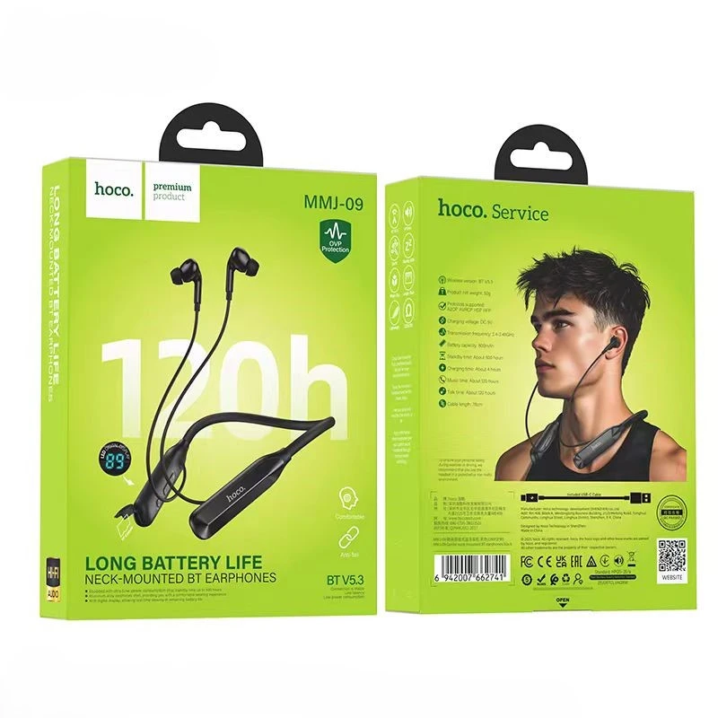 Picture of Hoco MMJ-09 Ultra 120 Hour Talk & Music Time & 500-Hour Standby Wireless Neckband - Black - Black