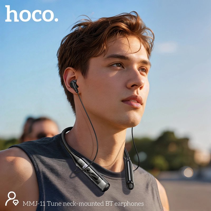 Picture of Hoco MMJ-11 Nothing Series 100 Hours Music Timing ENC Bluetooth Neckband Earphone - Black - Black