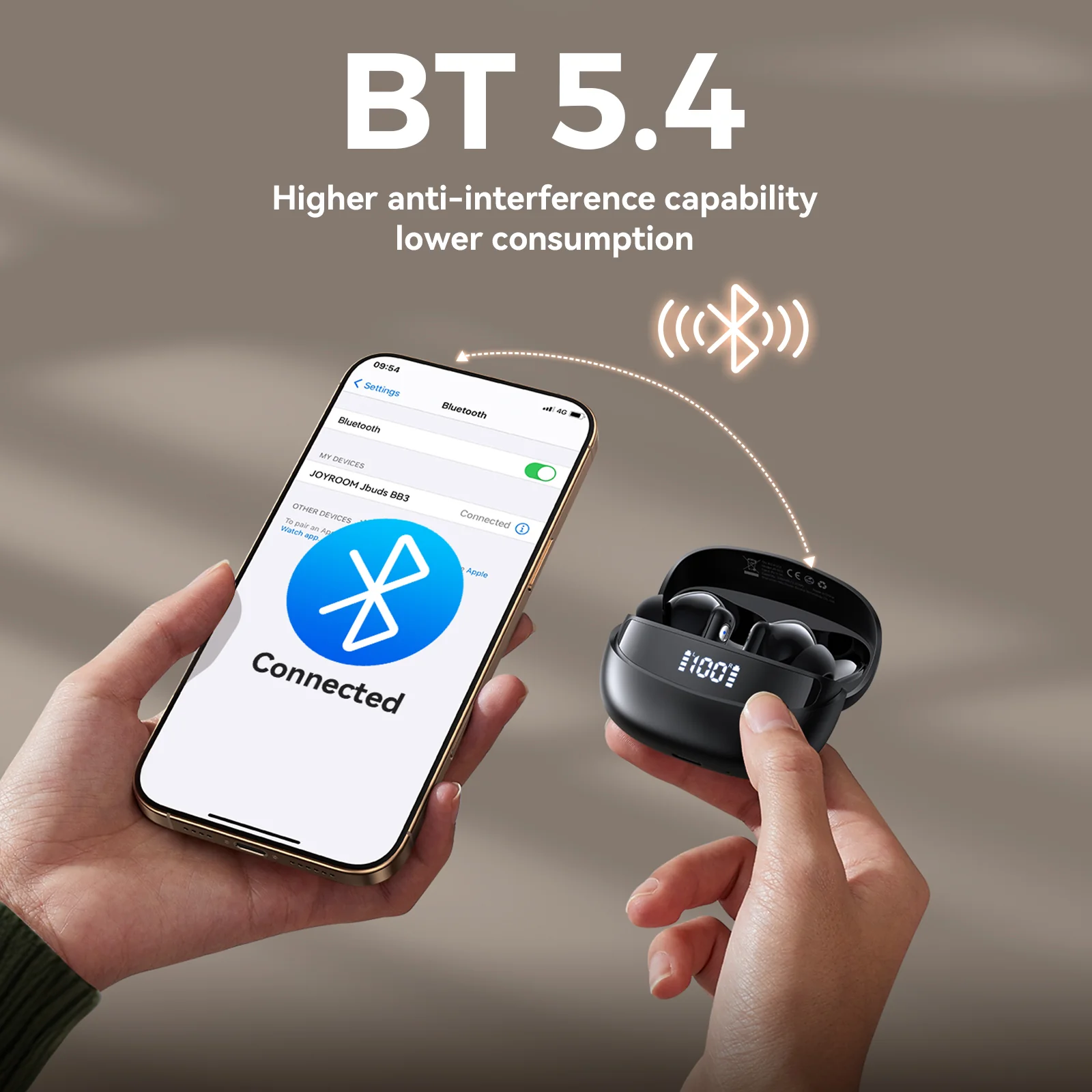 Picture of JOYROOM JR-BB3 True Wireless Bluetooth 5.4 Earphones - Black - Black