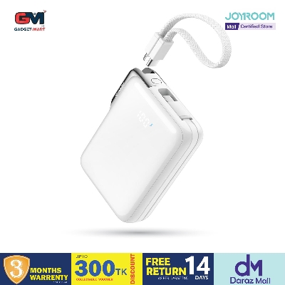 Picture of JOYROOM JR-PBF27 Pro Power Bank 30W Fast Charging 10000mAh Portable Charger Built-in Type-C and iP Cables - White