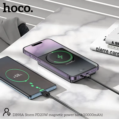 Picture of Hoco DB98A Storm PD 20W Slim Magnatic 10000mAh Power Bank - Black