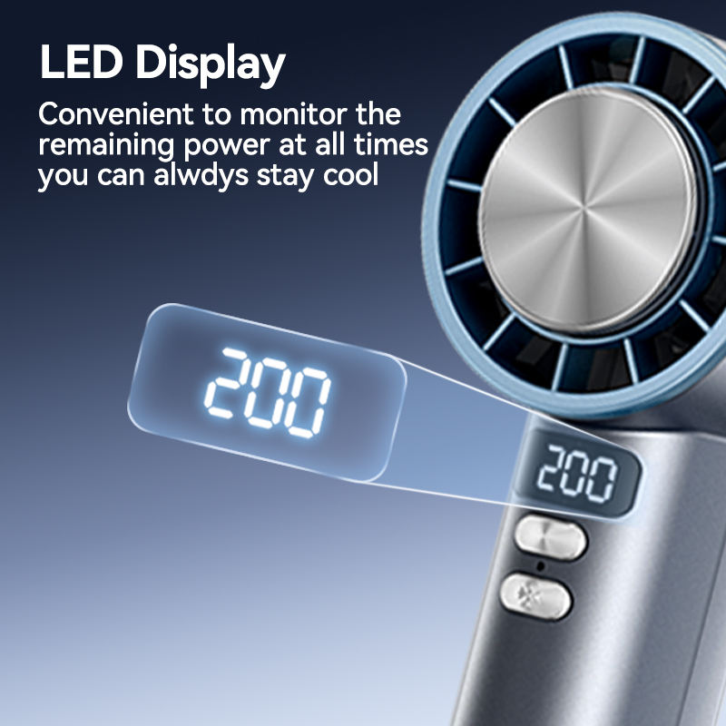 Picture of REMAX RS-SF12 Semiconductor Cooling Fan 200-Speed Digital Display Instant Ice Cooling Turbo Dual Airflow Portable Handheld Fan
