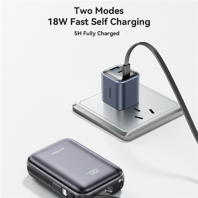 Picture of JOYROOM JR-PBF29 20000mAh Mini Power Bank 22.5W Fast Charging Portable Charger with Smart Digital Display and 3 Output Ports - Black - Black