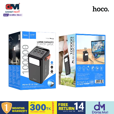 Picture of HOCO MMJ-20 PD 20W Fast Charging 100000mAh (1 Lakh mAh) Power Bank With Flash Light Portable Charging Station With 14 Days Free Return & 3 Months Warranty - Black