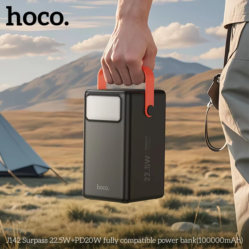 Picture of HOCO MMJ-20 PD 20W Fast Charging 100000mAh (1 Lakh mAh) Power Bank With Flash Light Portable Charging Station With 14 Days Free Return & 3 Months Warranty - Black