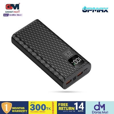 Picture of Upmax PD20W & QC22.5W Quick Charge USB-C 20000mAh Mobile Phone Charger Powerbank - Black