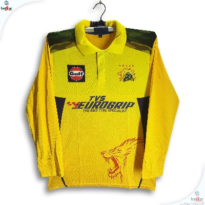 Picture of Chennai Super King Full Sleeve Collar Polo Cricket Jersey For Men - CSK Full Sleeve Collar Polo IPL T Shirt - Chennai Jersey 2026 - Yellow