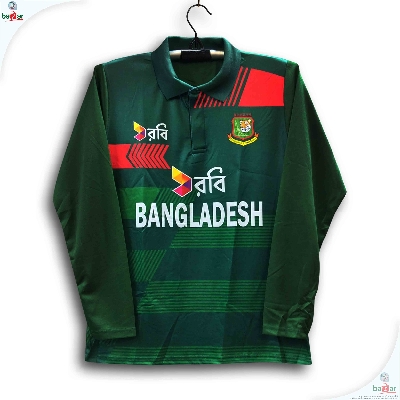 Picture of Bangladesh Full Sleeve Polo Cricket Jersey For Man - Long Sleeve ODI Collar polo t shirt - Bangladesh Cricket Jersey 2026 - Green