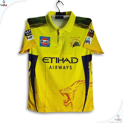 Picture of Chennai Super King Premium Short sleeve Collar Polo Cricket Jersey For Men - CSK Half Sleeve IPL T Shirt - Chennai Jersey 2026/27 - Yellow